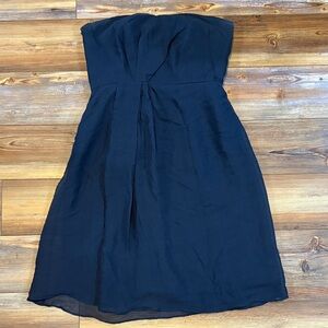 J. Crew 100% Silk Elegant Navy Blue Strapless Lined Side Zip Dress